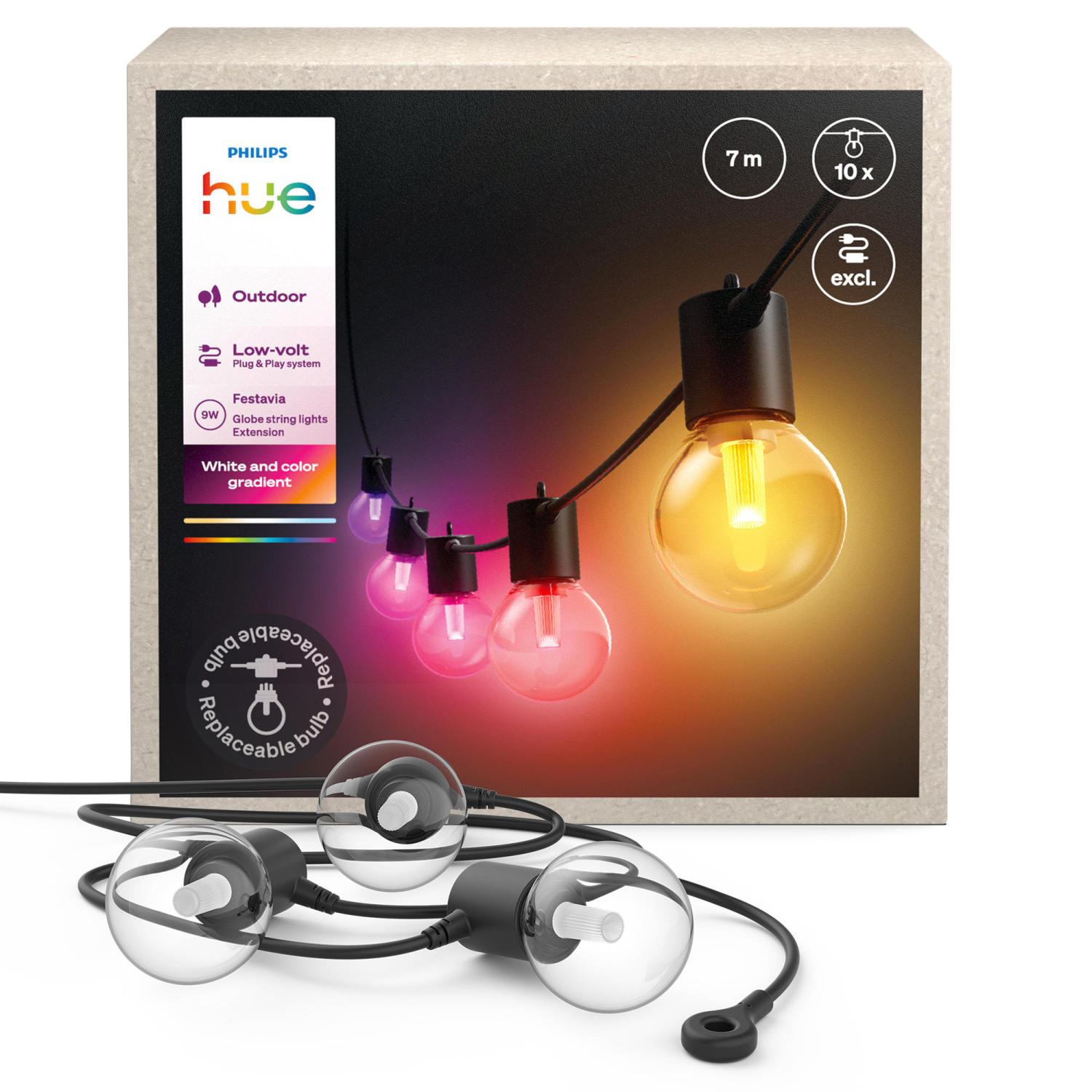 8720169371477 Philips Hue White and color ambiance Festavia globe string 7m 10bulb EU