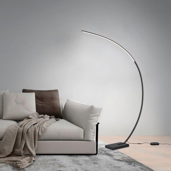 LED moderná stojacia lampa do obývačky s jednoduchým nadčasovým elegantným dizajnom 