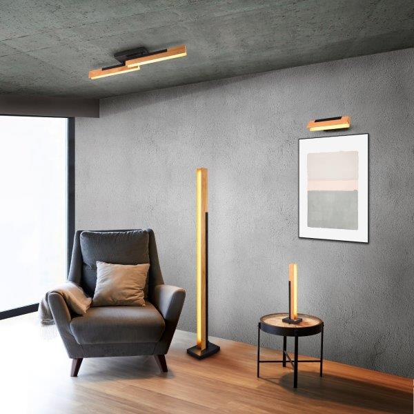 Elegantní minimalistická dřevěná stojací lampa do obývacího pokoje s přírodním dřevěným nadčasovým designem