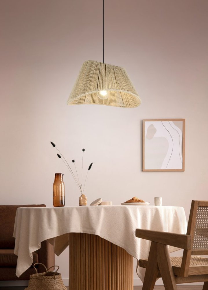 TRIO Reality R31881036 VALERIE závesné svietidlo D520mm 1xE27 čierna matná, prírodná