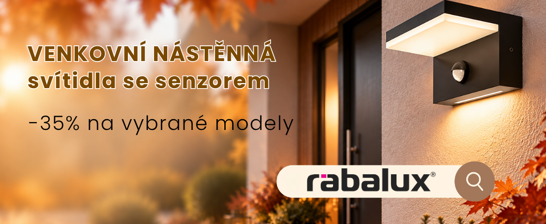 Nástenné svítidla se senzorem značky Rabalux ve sleve 35%