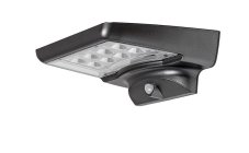 RABALUX 77014 Moselle solární nástěnné svítidlo LED 4W/300lm 4000K IP44 černá, průhledná, soumrakový a pohybový senzor