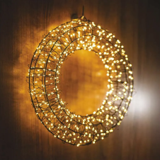 EMOS DCTW34 vánoční dekorace věnec 480 LED D38cm 4,5W teplá bílá, IP44, barva drátu - černá, adaptér