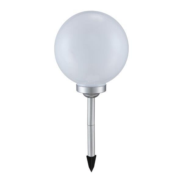 3377 GLOBO Exteriérové ​​solární LED svítidlo, zapichovací Koule na osvětlení zahrad a teras, 4x 0,06W 4000K IP44 stříbrná, bílá