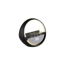 Stolové svietidlo 1x LED čierna, opálová IP20 GLOBO lighting SOUNDRA 39907S bez adaptéra, hodiny, reproduktor, RGB, USB kábel, vrátane batérie