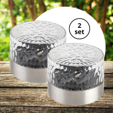 RABALUX 7010 Lentula solárna stolná lampička LED D80mm 0,5W/10lm 3000K IP44 nerez, priehľadná 2-set