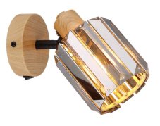 GLOBO 80040146 RUN nástěnné bodové svítidlo/spot s vypínačem 1xE14 imitace dřeva, kouřová