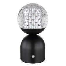 GLOBO 21007S JULSY dotyková stolná lampička V200mm LED 2,5W/173lm 2700+4000+6500K matná čierna, priehľadná, vrátane CR18650 1800mAh 3,7V, USB kábel