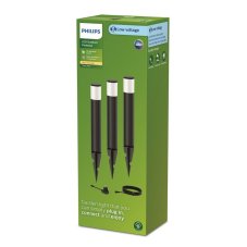 Philips 8720169269415 GardenLink Low Volt Purex nízkonapäťový venkovní svítidlo/sloupek 24V LED 3x1,5W/180lm 2700K IP44 černá 3-set+adaptér+kabel 5m