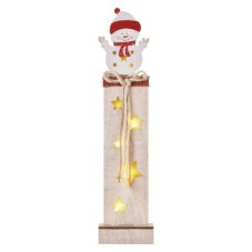 DCWW12 EMOS LED dekorace dřevěná – sněhulák, 46 cm, 2x AA, teplá bílá, časovač