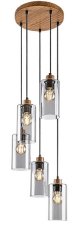 RABALUX 72125 Tanno závěsné svítidlo 5xE27 D250mm imitace dřeva, kouřová