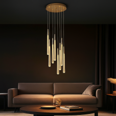 TRIO SELECT 354831079 CALA závěsné svítidlo D300mm SMD LED 10x3,8W/10x450lm 2300+3000+4000K zlatá, schwitchdimmer