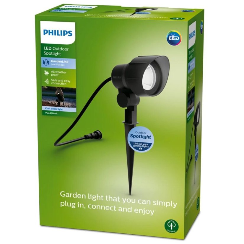 Philips 8719514477117 GardenLink Low Volt Spotlight nízkonapäťové exteriérové svietidlo/reflektor LED 6W/660lm 4000K čierna, bez napájania