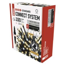 EMOS D1AN01 spojovací vánoční řetěz CLASSIC 100 LED 10m 5W teplá/studená bílá, IP44, barva drátu - černá, bez adaptéru