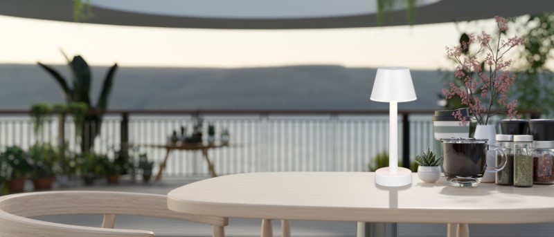 TRIO Reality R54991131 VIDAL dotyková stolní lampička v245mm SMD LED 1,5W/150lm 3000K IP44 bílá matná