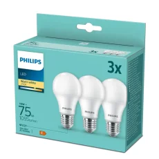 Philips 8718699775544 LED žárovka E27 10W/75W 1055lm A60 2700K 3-set