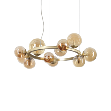 Ideal Lux 322773 PERLAGE závěsné svítidlo 11xG9 D730mm saténová mosadz, jantarová