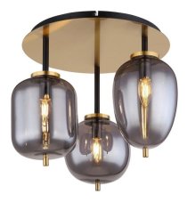 GLOBO 15345-3BLACKY I stropní svítidlo 3xE14 D460mm černá matná, mosaz, kouřová