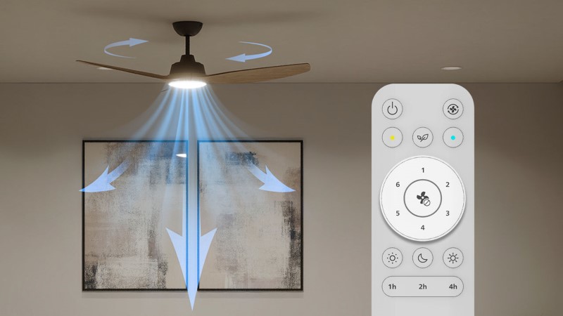 Stropný ventilátor so svetlom LED 3000–6500K čierna, drevo IP20 PHILIPS Olas 8721103096128