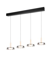 TRIO 354910432 CELESTE závesné svietidlo SMD LED 4x7,5W/750lm 3000K čierna, drevo, switchdimmer