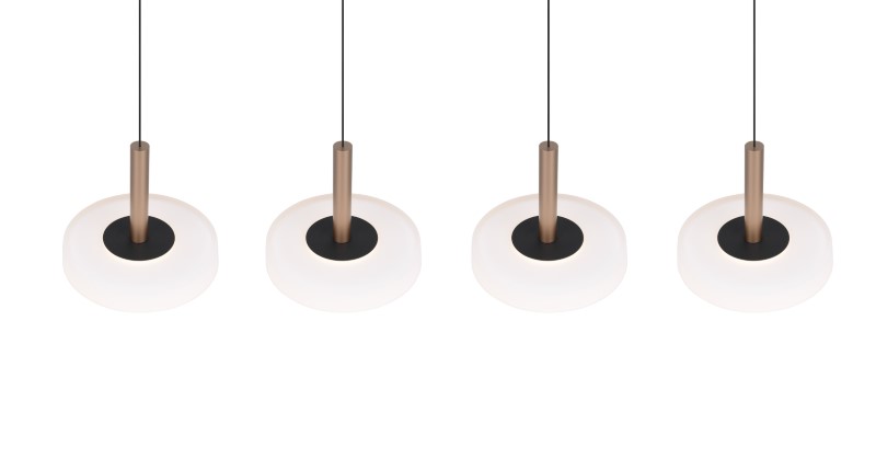 TRIO 354910465 CELESTE závěsné svítidlo SMD LED 4x7,5W/750lm 3000K černá, kávová, switchdimmer