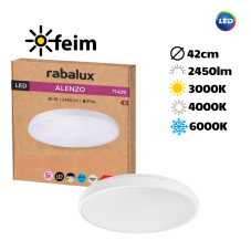 RABALUX 71429 Alenzo stropní svítidlo D420mm LED 36W/2450lm 3000+4000+6000K IP44 bílá, DIP switch