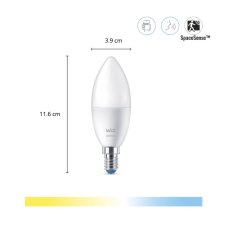 Philips Wiz Tunable white 8720169075696 LED žárovka D39mm C37 E14 4,9W/470lm 2700-6500K svíčka 3-set