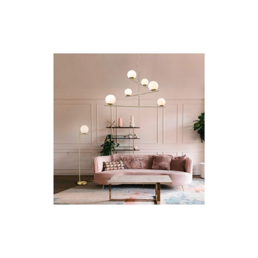 TRIO 302000608 PURE závesné svietidlo 6xE14 matná mosadz, biela