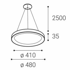 LED2 3271851 BELLA SLIM P závesné svietidlo LED D480mm 38W/2660lm 3000K/4000K biela