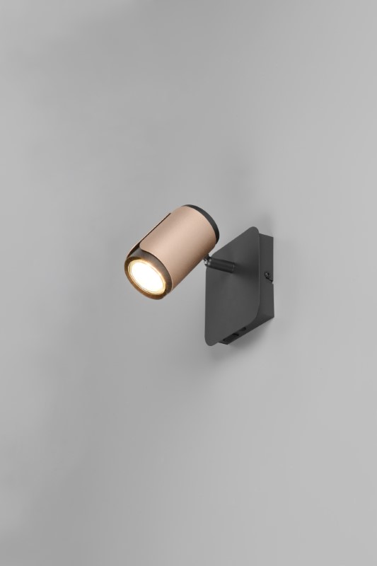 TRIO 814570165 GILLAN nástenné bodové svietidlo/spot s vypínačom 1xGU10 čierna, kávová