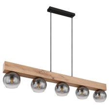 GLOBO 15656-5H MOITAS závěsné svítidlo 5xE27 matná černá, vzhled dřeva, kouřová