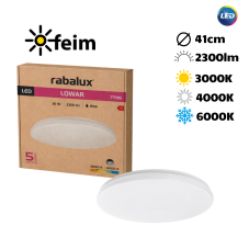 RABALUX 77135 Lowar vonkajšie stropné svietidlo D410mm LED 36W/2300lm 3000+4000+6000K IP44 biela