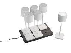 TRIO Reality R54096631 FERNANDEZ venkovní stolní lampa SMD LED V400mm 1,5W/130lm 2700+4000+6000K IP54 bílá matná, černá, nabíjecí baterie, USB-C port, nabíjecí stanice, 6-set + základňa