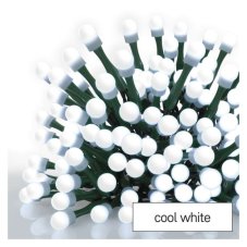 EMOS D5AC06 vánoční řetěz - kuličky CHERRY 80 LED 8m 3,6W studená bílá, IP44, barva drátu - zelená, adaptér