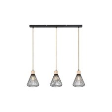 RABALUX 3149 Farfalle závěsné svítidlo 3xE27 černá, dřevo, přírodní