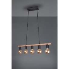 TRIO R30605032 EINAR závěsné svítidlo 5xE27 matná černá, hňedá
