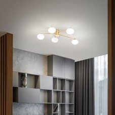 Ideal Lux 288277 HERMES stropné svietidlo 5xG9 saténová mosadz
