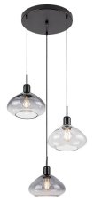 RABALUX 72023 Dvora závěsné svítidlo 3xE27 D300mm matná černá, kouřová, průhledná