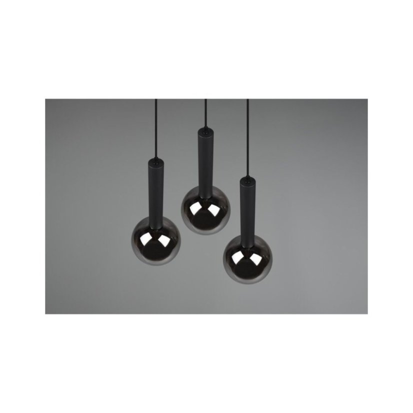 TRIO 310390332 CLAYTON závesné svietidlo 3xE27 D450mm čierna matná, dymová