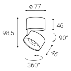 LED2 11508331DT KLIP ON stropné povrchové bodové svietidlo LED D77mm 11W/770lm 3000K TRIAC čierna, biela