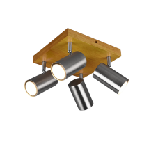 TRIO 812400407 MARLEY bodové svítidlo 4xGU10 matný nikl, dřevo