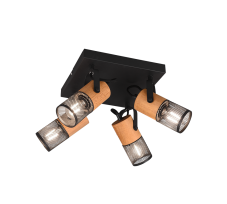 TRIO 804300432 TOSH bodové svítidlo 4xE14 matná černá, dřevo