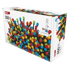 EMOS D5AM24 vianočná reťaz - guľôčky CHERRY 300 LED 30m 6W multicolor, IP44, farba drôtu - zelená, časovač, adaptér