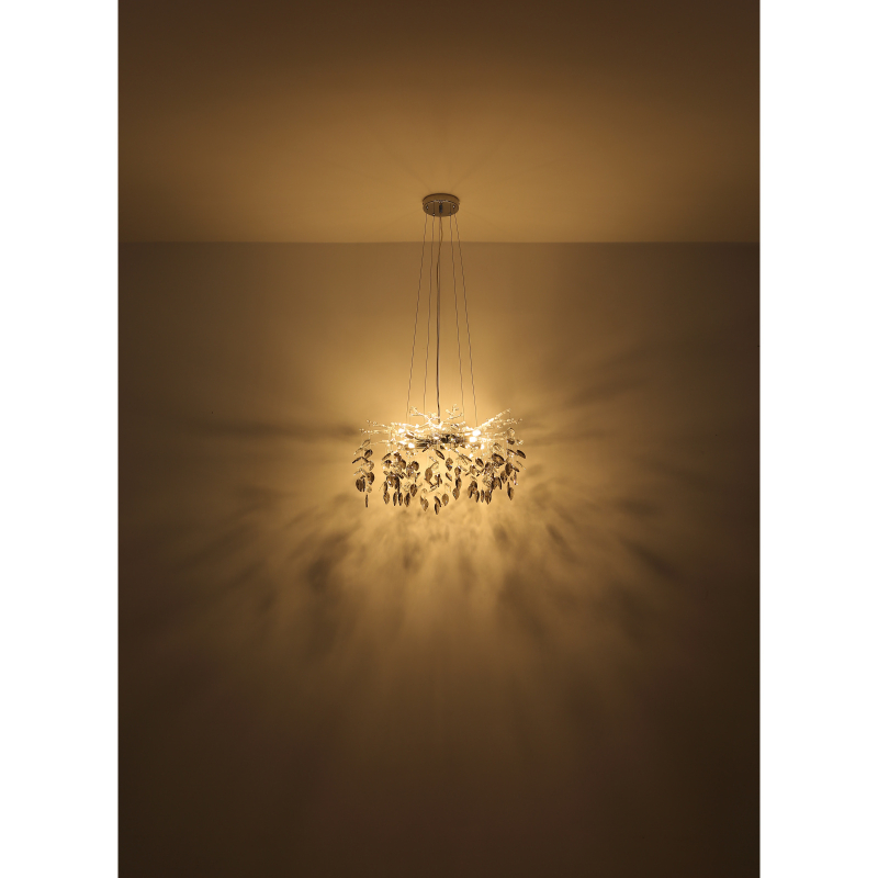 GLOBO 64132-8 DANNA závěsné svítidlo/luster D610mm 8xG9 zlatá, jantarová, průhledná