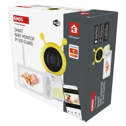 Emos H4052 GoSmart Otočná detská opatrovateľka GUARD s monitorom, biela a žltá Wi-Fi