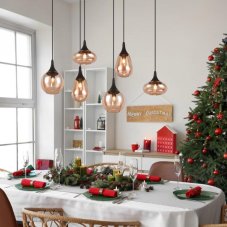 TRIO 317000613 LUMINA závěsné svítidlo 6xE14 černá matná, jantarová