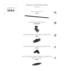 Lištové svietidlá SET 8x GU10 4 m čierna Zuma Line Tore Track 3584
