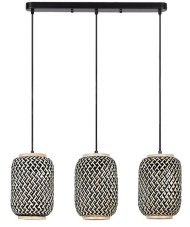 RABALUX 72093 Adalla závesné svietidlo 3xE27 matná čierna, prírodná