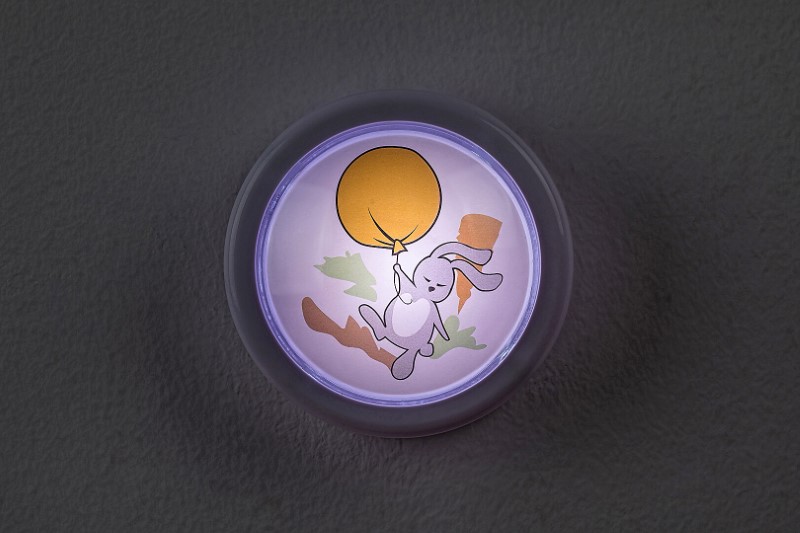 RABALUX 76073 Hopply pushlight orientačné svietidlo detské D100mm LED 0,3W/5lm 6000K biela, viacfarebná, 2XAA excl.