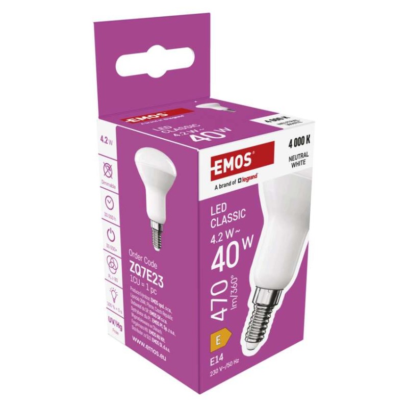 Emos ZQ7E23 LED žárovka E14 CLASSIC R50 4,2W 470lm 4000K